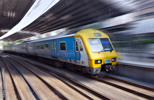 Photo: High-speed train in motion High-speed train in motion