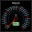 Vektor: 2013 year calendar speedometer car in vector. March. 2013 year calendar speedometer car in vector. March.