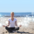 Relaxing Happy Woman on Beach