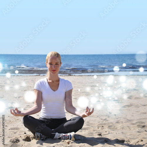 Photo: Relaxing Happy Woman on Beach Relaxing Happy Woman on Beach