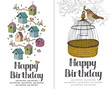 Birds Happy Birthday card