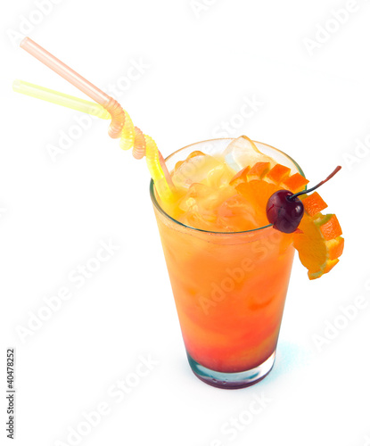 Photo: orange cocktail with a cherry orange cocktail with a cherry
