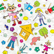 seamless pattern with family on crumpled paper