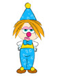 Sad clown with red hair