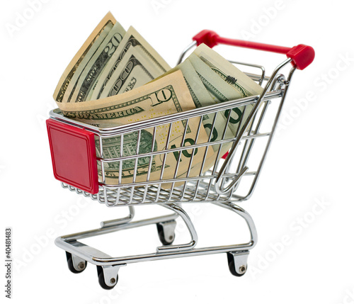 Photo: Shopping cart with money Shopping cart with money