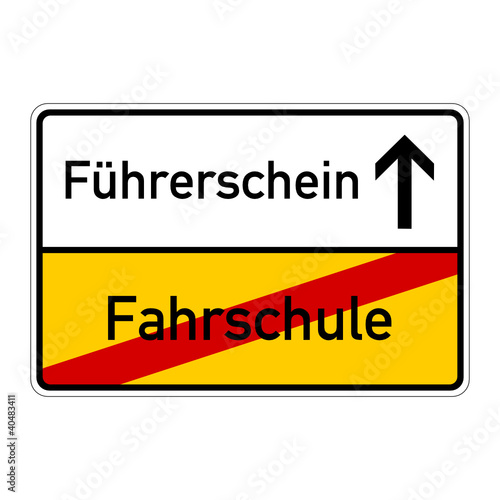 Vector: ortsschild fahrschule führerschein I ortsschild fahrschule führerschein I