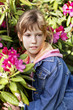 Girl with pink rhododendron