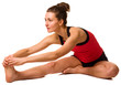 young woman stretching isolated on a white background.