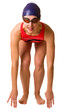 woman swimmer preparing to dive