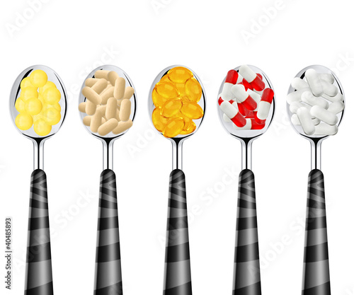 Photo: spoons of pills spoons of pills