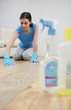 Woman cleaning the floor