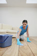Woman cleaning the floor