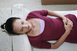 Woman resting on a sofa