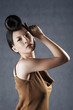 Woman posing in evening dress