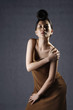 Woman posing in evening dress