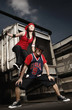 Young man and woman posing for the camera