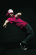 Young man making a breakdance move
