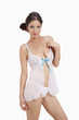 Foto: Woman in embroidered lace underwire chemise Woman in embroidered lace underwire chemise