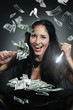 Woman dining on a plate of bank notes