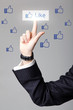 business man hand pressing Social network icon business man hand pressing Social network icon