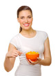 Young girl with fruit salad