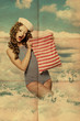 Foto: beauty pin-up woman with bag beauty pin-up woman with bag