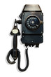 Old-fashioned black wall-mounted telephone Old-fashioned black wall-mounted telephone