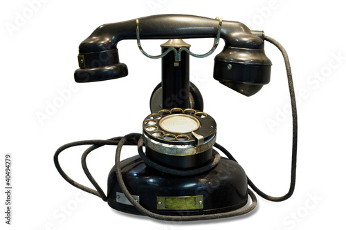 Photo: Old vintage black phone Old vintage black phone