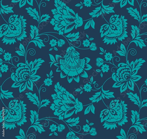 Vector: water lilies, floral pattern, textile design, India water lilies, floral pattern, textile design, India