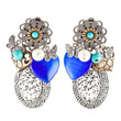 Modern homemade earrings with blue heart shaped stones