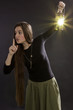 The girl with a lantern shows silently