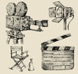 movie camera hand drawn