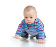 funny baby goes down on all fours