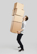 Man holding card boxes