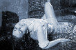 girl under rain on background of fires of night city girl under rain on background of fires of night city