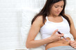 Diabetes woman patient make syringe injection