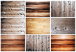 Collage Holzwand mit schönder Zeichnung