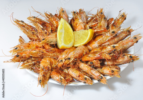 Foto: Ración de langostinos a la plancha. Ración de langostinos a la plancha.