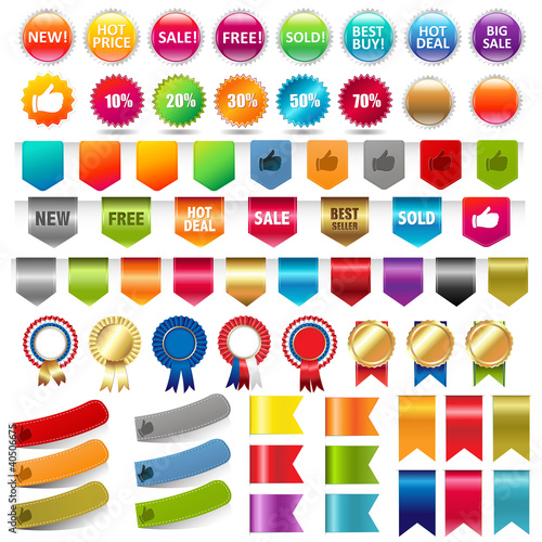 Vector: Big Collection Sale Stickers And Web Ribbons Set Big Collection Sale Stickers And Web Ribbons Set