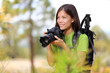 Nature travel photographer woman Nature travel photographer woman