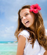 Beautiful Girl in Tropical Resort. Ocean Beach Beautiful Girl in Tropical Resort. Ocean Beach