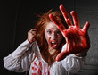 Horror Themed Image With Bleeding Freightened Woman