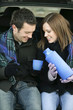 Couple having hot cocoa