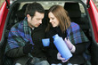 Couple having hot cocoa
