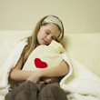 Little girl fall asleep in living room