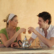 Couple enjoying their drinks