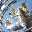 Teapot and glasses on tray