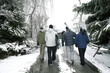 Snowboarders and skiers