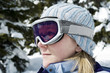 Close up of a woman wearing ski goggles