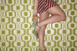 Woman adjusting strap on her high heel